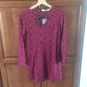 Long sleeve patterned dress w/ pocket